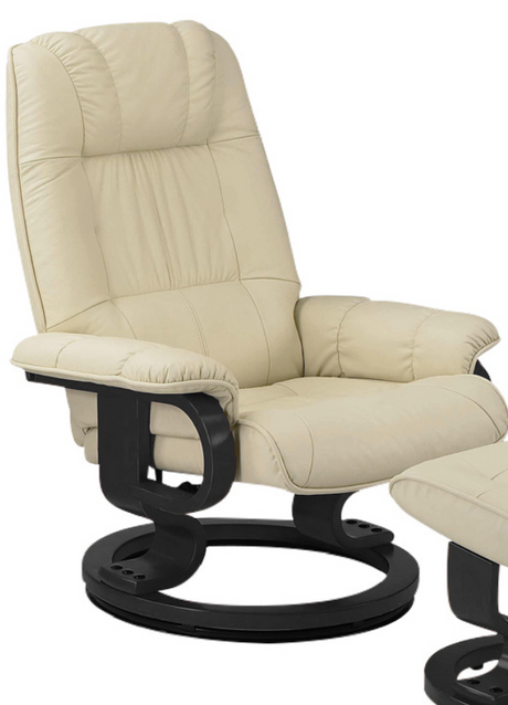 fauteuil relax moderne design cuir beige pivotant - Souffle d'intérieur