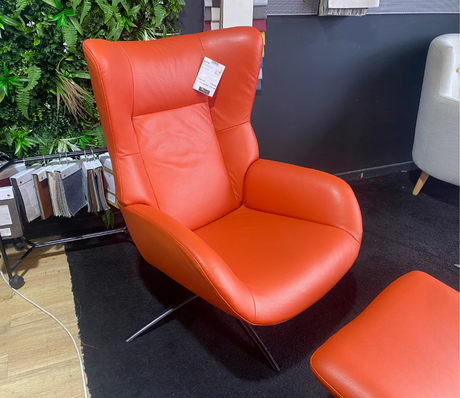 fauteuil relax cuir orange - Souffle d'intérieur - Kebe