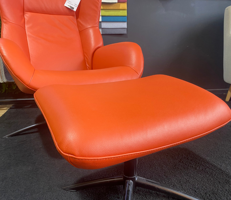 fauteuil relax cuir orange - Souffle d'intérieur - Kebe