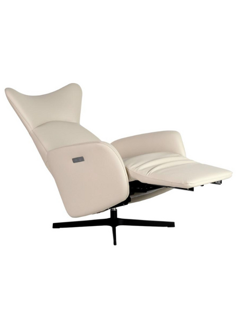 fauteuil relax electrique cuir beige kebe de qualité - souffle d'interieur