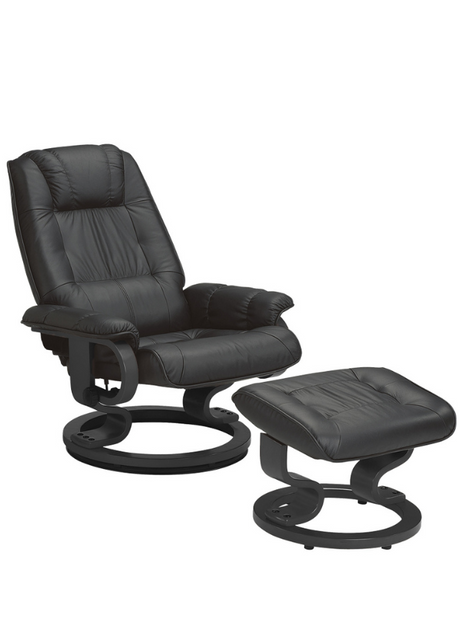 Fauteuil relax design inclinable en cuir noir L 76cm - Souffle d'intérieur