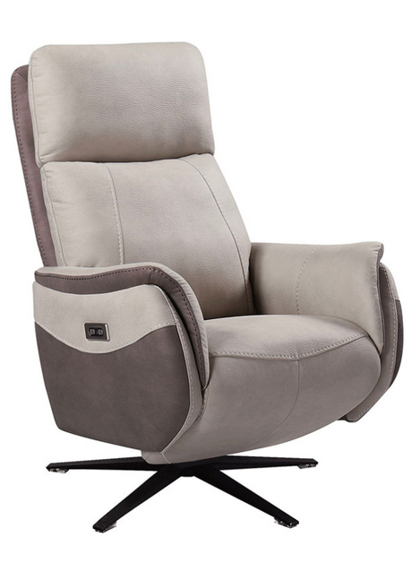 Fauteuil de relaxation électrique tissu taupe design - Souffle d'intérieur