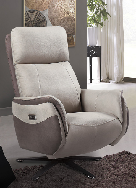 Fauteuil de relaxation électrique tissu taupe design - Souffle d'intérieur