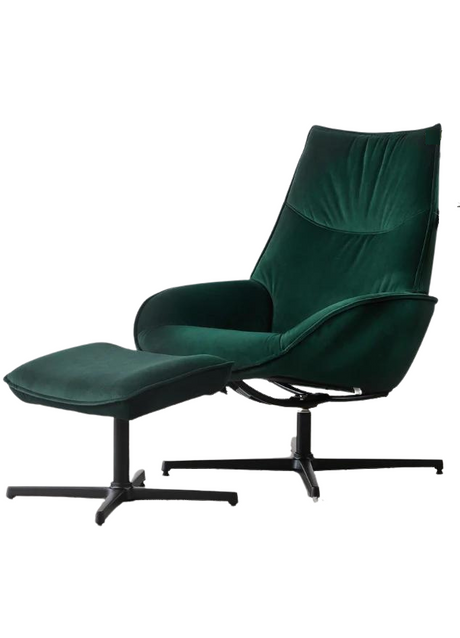 fauteuil relax inclinable en tissu velours vert kebe - Souffle d'intérieur