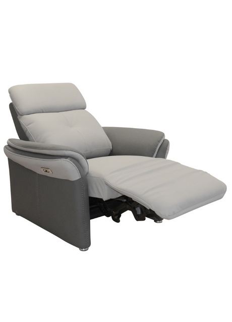 Fauteuil relaxation électrique confortable en tissu gris clair - Souffle d'intérieur