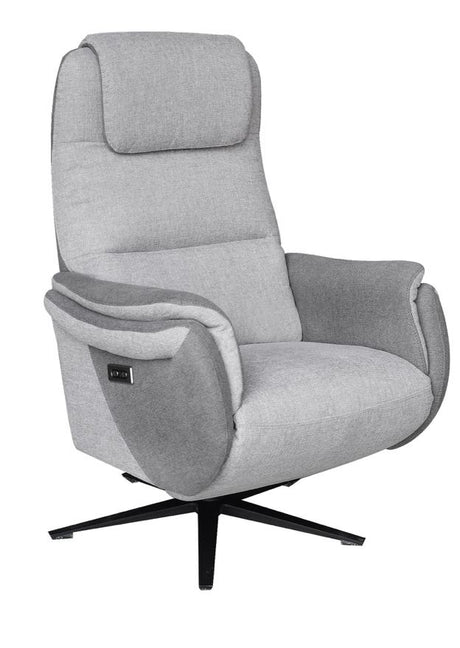 Fauteuil relax électrique tissu gris pieds métal design ouverture - Souffle d'intérieur - Centrelec