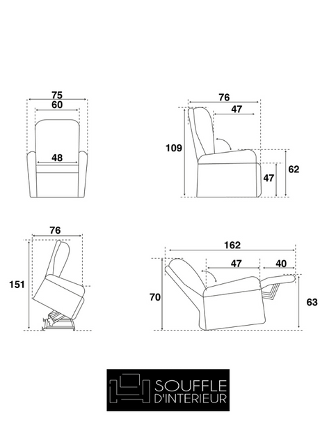 fauteuil releveur relax design en tissu brun taupe - souffle d'interieur