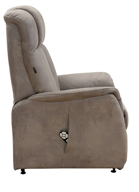 fauteuil releveur relax design en tissu brun taupe - souffle d'interieur