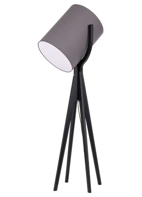 Lampadaire de salon bois noir et abat jour gris design - Souffle d'intérieur 