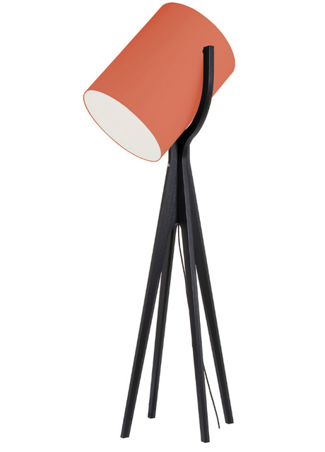 lampadaire moderne flamluce shooting bois noir et un abat jour orange - Souffle d'intérieur