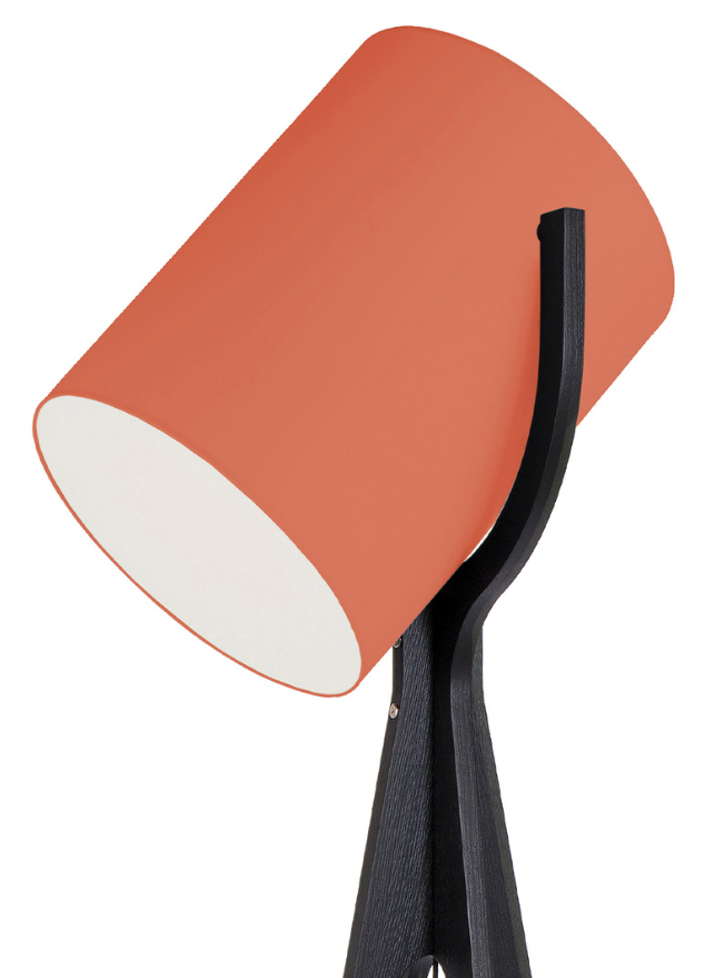 lampadaire moderne flamluce shooting bois noir et un abat jour orange - Souffle d'intérieur