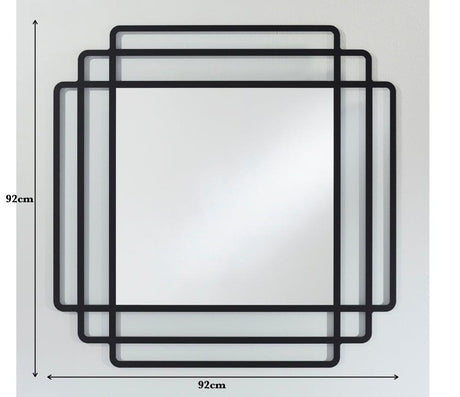 Miroir carré mural design moderne avec contour noir - Souffle d'intérieur - Decknudt