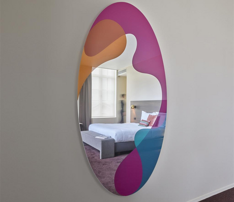 Miroir mural design moderne ovale multicolre - Souffle d'intérieur