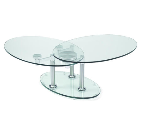 Table basse en verre design ovale pivotante  - Souffle d'intérieur 