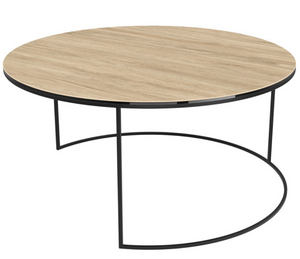 table basse gigogne ronde céramique bois design - Souffle d'intérieur