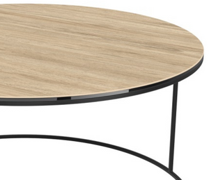 table basse gigogne ronde céramique bois design - Souffle d'intérieur