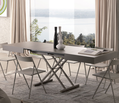 Table basse relevable et extensible en table haute taupe moderne  120 cm - Souffle d'intérieur - Ozzio