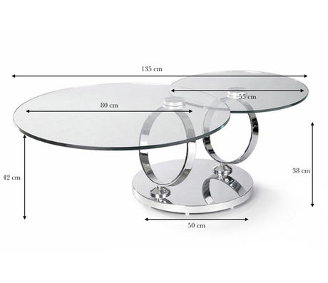 Table basse ronde en verre design plateaux qui tourne pivotante - Souffle d'intérieur