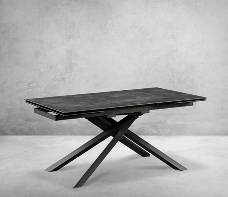 Table céramique extensible pieds métal anthracite moderne - Ayton-SOUFFLE D’INTÉRIEUR