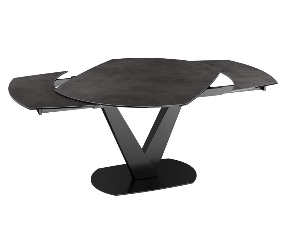 Table extensible en céramique gris foncé pieds noir métal - Akante - Souffle d'intérieur