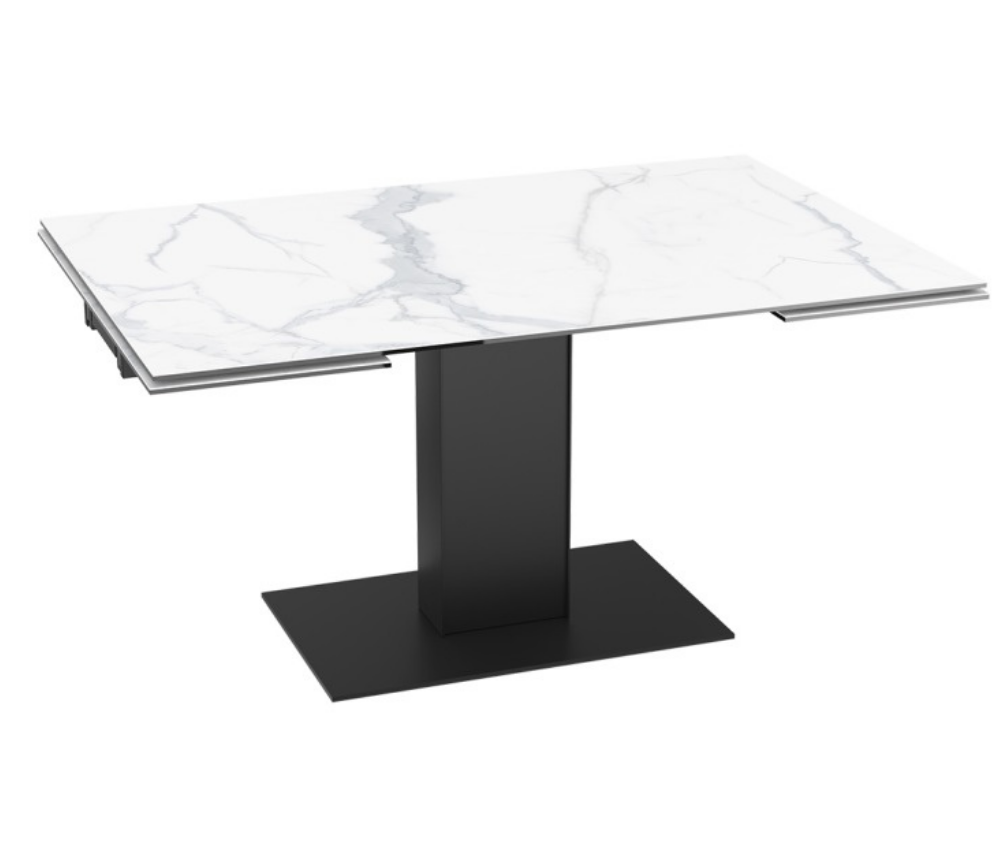 Table céramique extensible marbre blanc 150cm (ouverte 230cm) - Conny