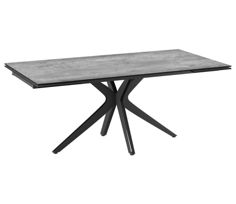 Table céramique gris clair extensible rectangulaire pieds métal noir - Souffle d'intérieur - Akante