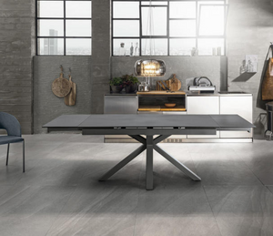 Table céramique extensible gris foncé pieds métal - Souffle d'intérieur