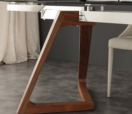 Table en verre extensible design pieds bois - Ken