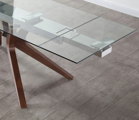 Table en verre extensible contemporaine rectangulaire inox 160 cm - Souffle d'intérieur