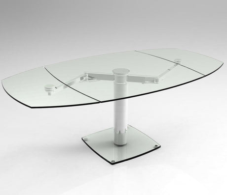 Table en verre extensible design pieds chromé 