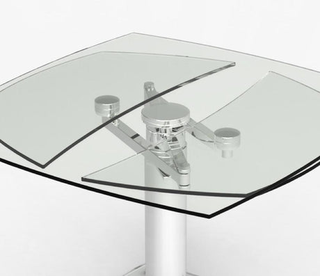 Table en verre extensible design pieds chromé 