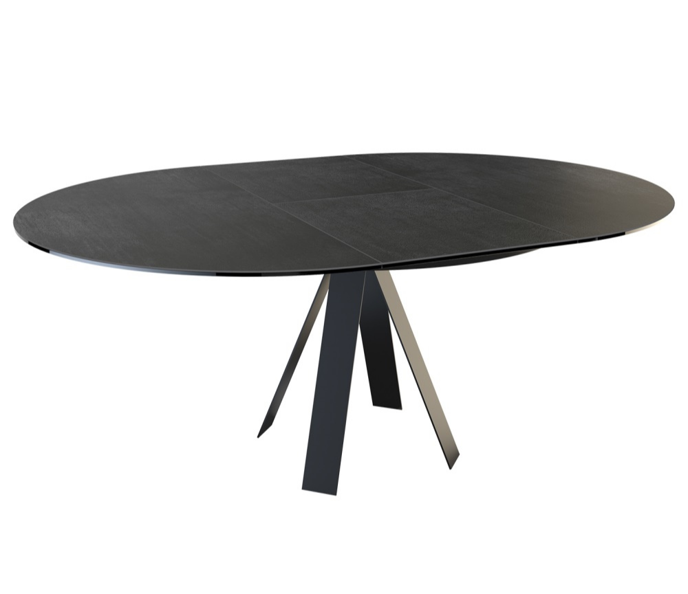 table ronde extensible gris titane avec rallonge - Akante - Souffle d'intérieur