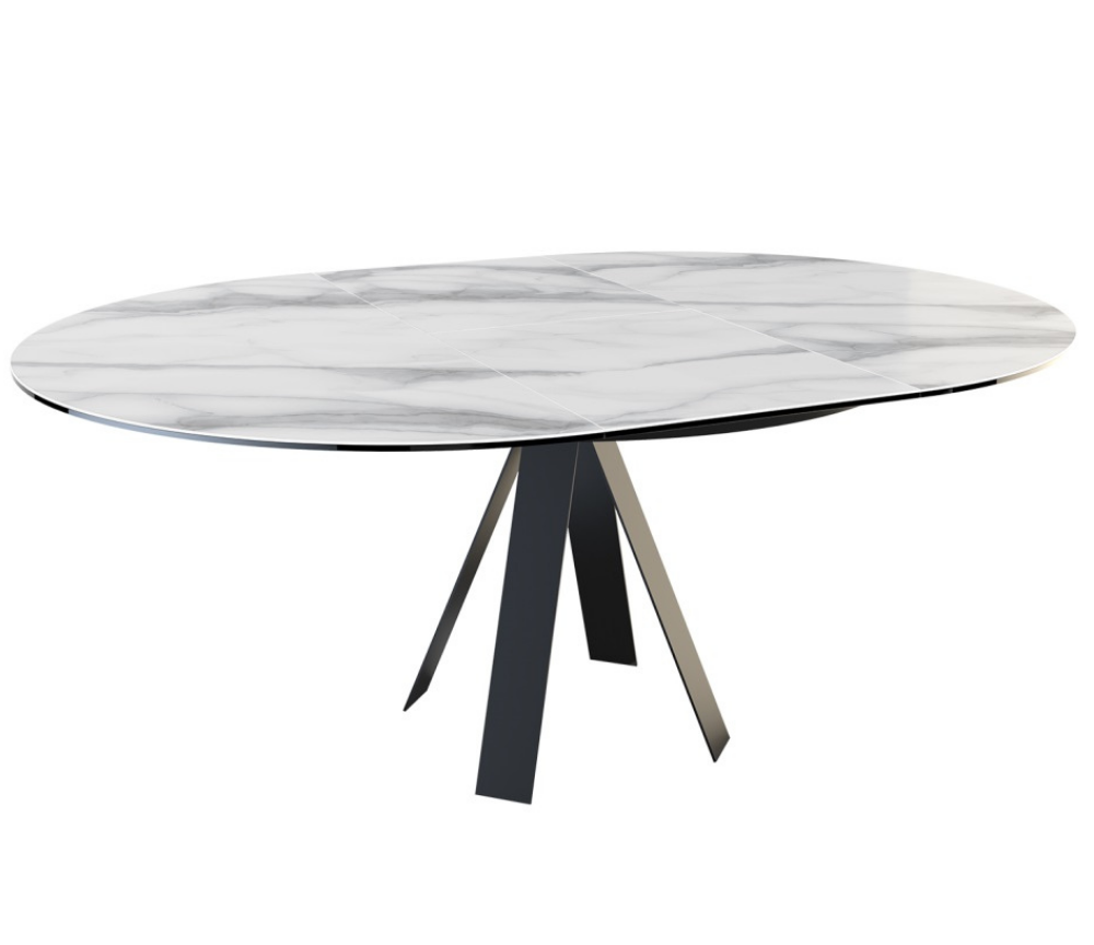 Table ronde en céramique extensible marbre blanc - Souffle d'intérieur