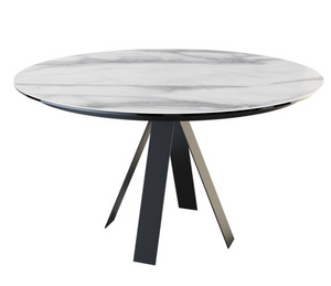 Table ronde en céramique extensible marbre blanc - Souffle d'intérieur