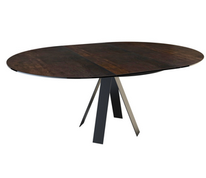 Table ronde en céramique marron extensible - Souffle d'intérieur